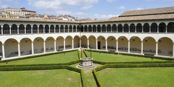 Cloister with garden and porticoes of the National Archaeological Museum of Umbria